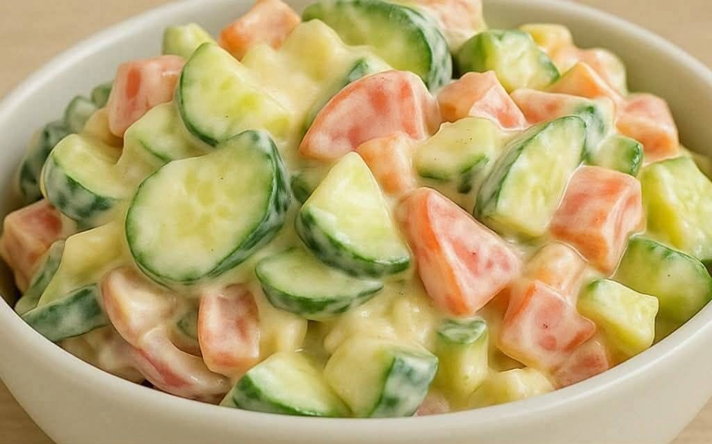 Creamy Cucumber, Carrot, and Apple Salad